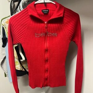 Bebe Women's Red Ribbed Sweater